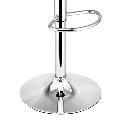1 PC Round Leather Seat Chrome Leg Adjustable Hydraulic Swivel Bar Stool-White