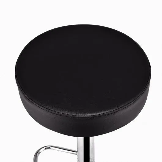 1 PC Round Leather Seat Chrome Leg Adjustable Hydraulic Swivel Bar Stool-White