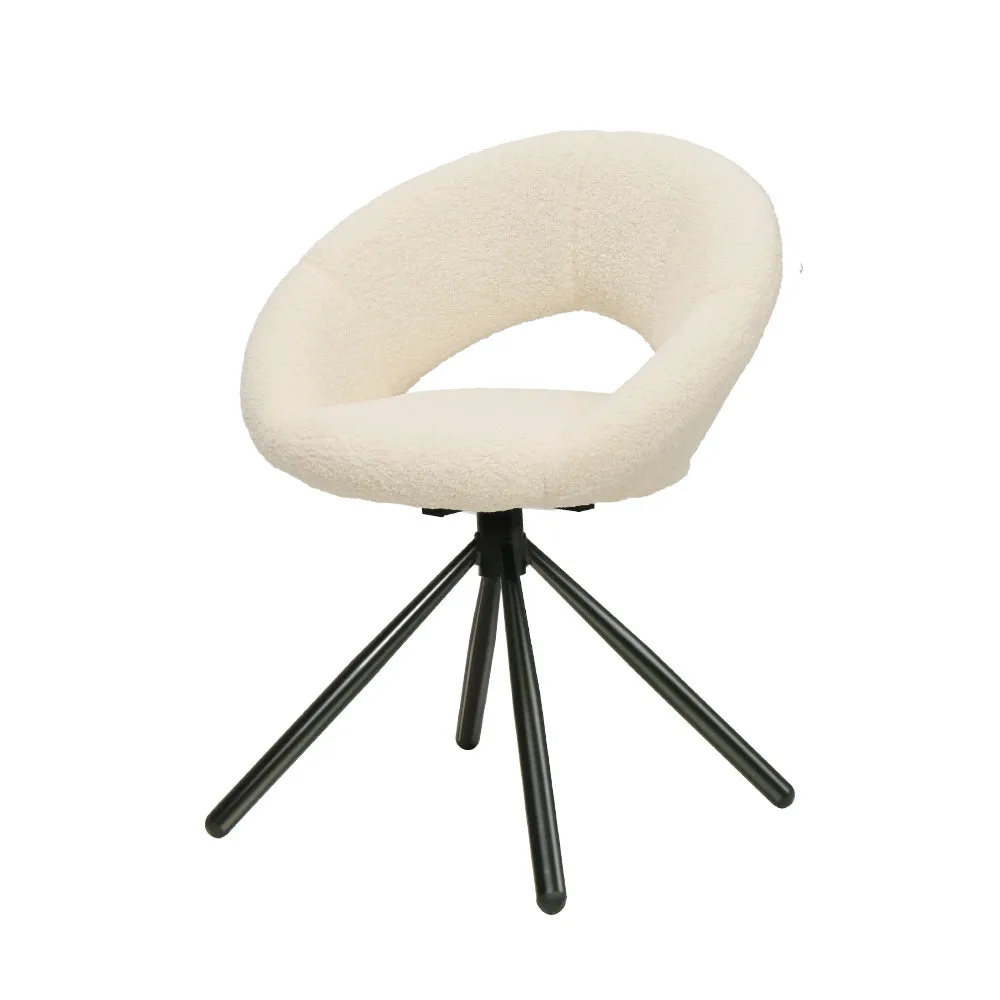 2 Swivel Sherpa Upholstered Dining Chairs, Beige - Artiss