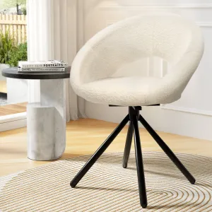 2 Swivel Sherpa Upholstered Dining Chairs, Beige - Artiss