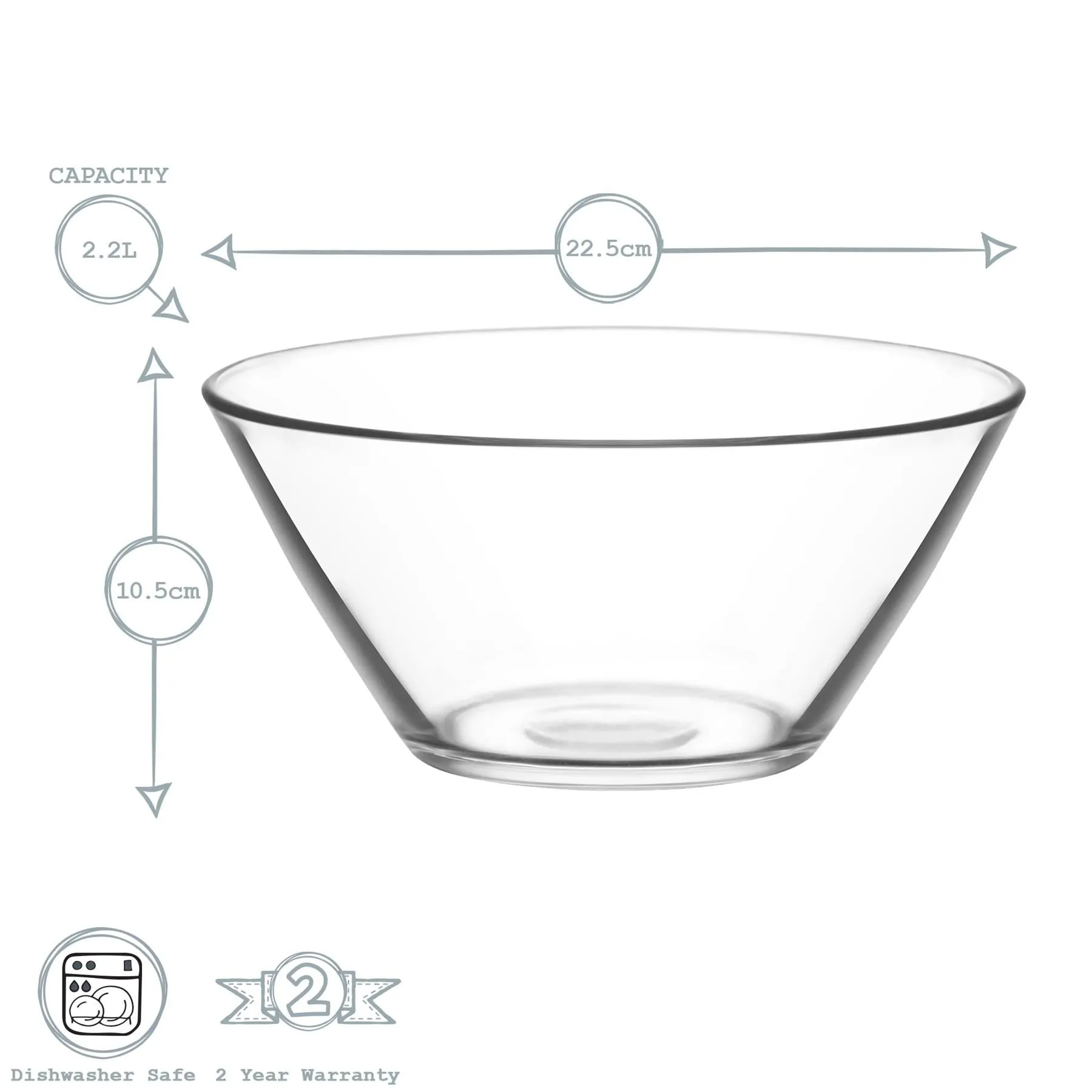 22.5cm Vega Glass Serving Bowl - By LAV