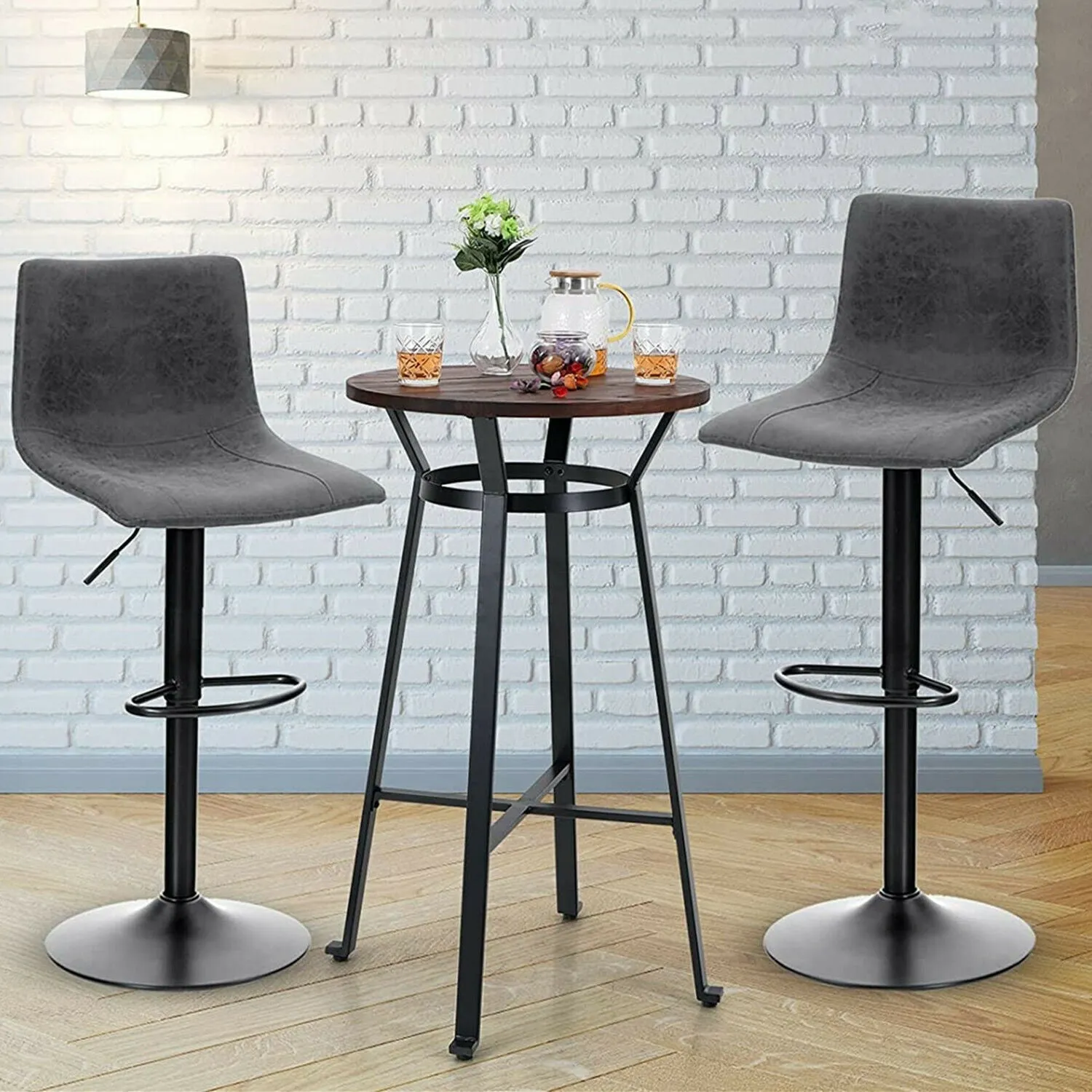 41" Counter Height Modern Contemporary Style  Bistro Bar Table Set With Adjustable High Chair Swivel Stools