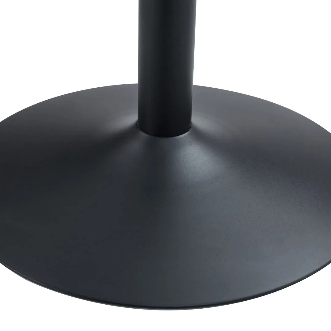 42" Round Glass Dining Table Set with 6 Leather Chairs, Black Metal Base-Legs