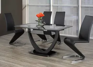 5 PC Glass Stylish Dining Table Set With "Z" Chairs- Model #5067