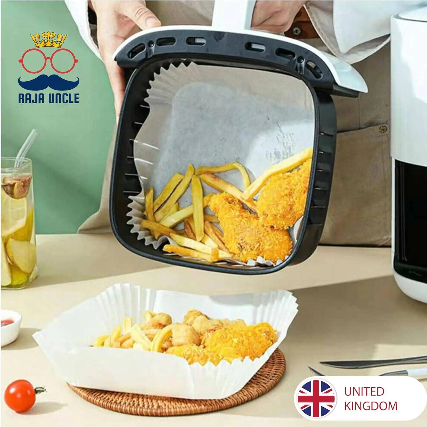 6.3 Inch Square White Air Fryer Liners [100Pcs]