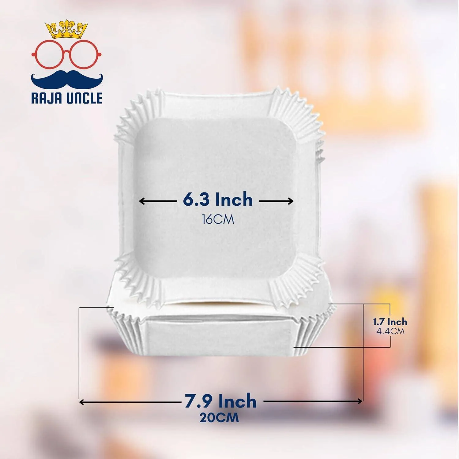 6.3 Inch Square White Air Fryer Liners [100Pcs]
