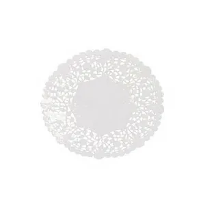 6" White Paper Lancaster Doilie with Lace
