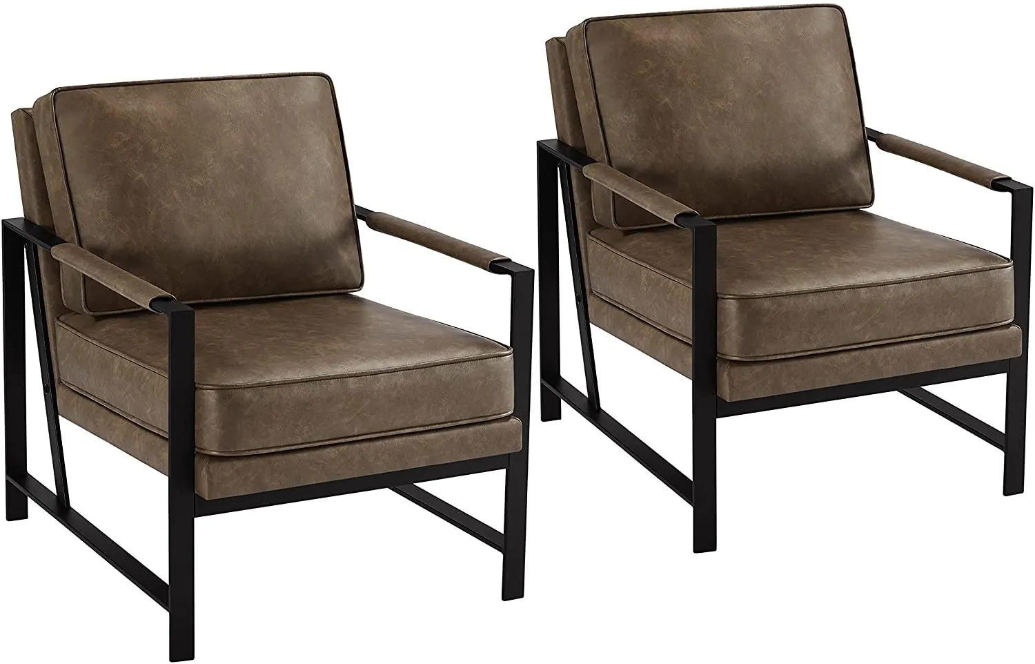 Accent Chair Set Upholstered Retro Arm Chair with Metal Legs