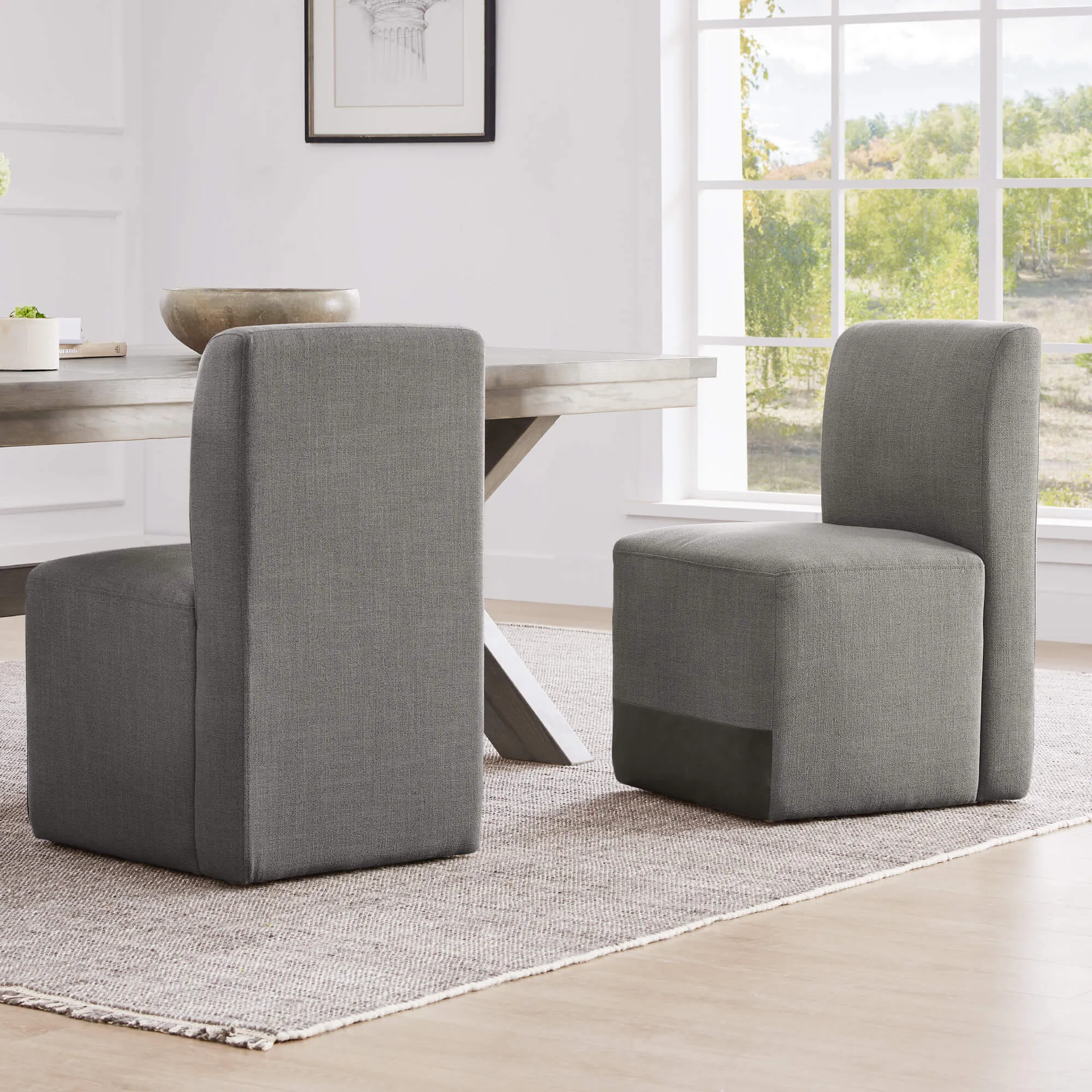 Aida Performance Fabric Dining Chair With Casters Base
