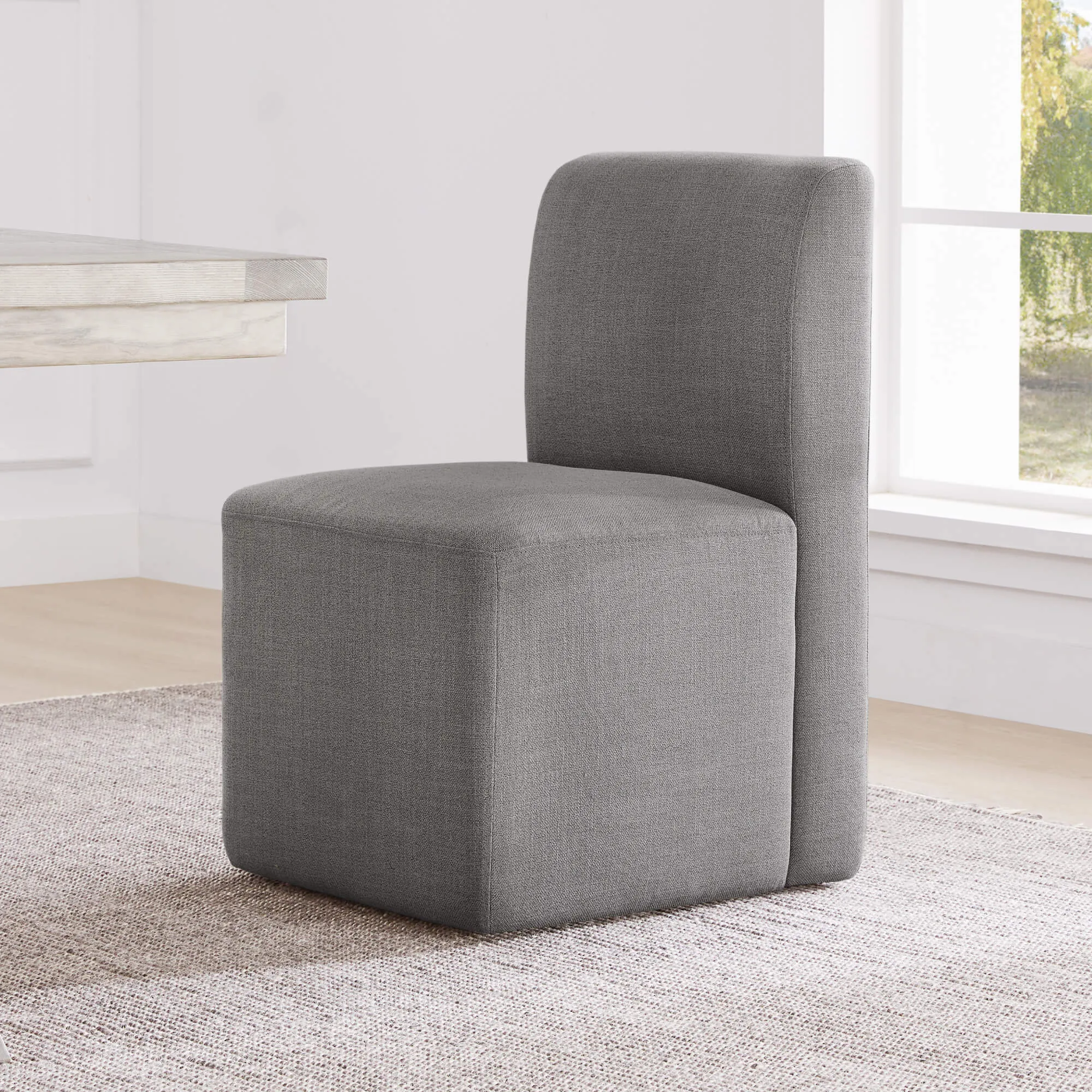 Aida Performance Fabric Dining Chair With Casters Base