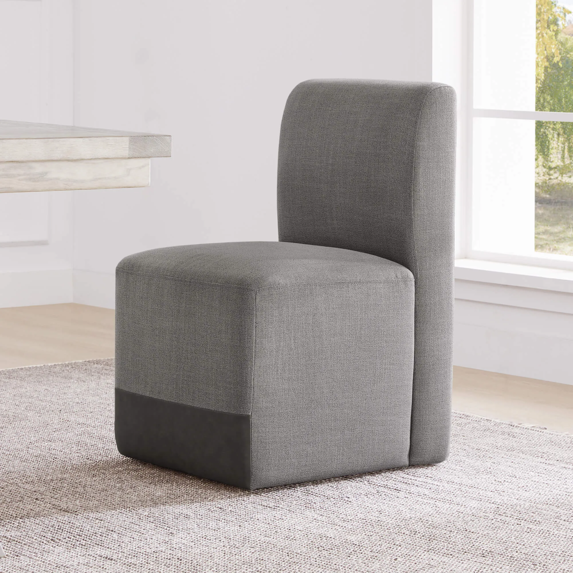 Aida Performance Fabric Dining Chair With Casters Base