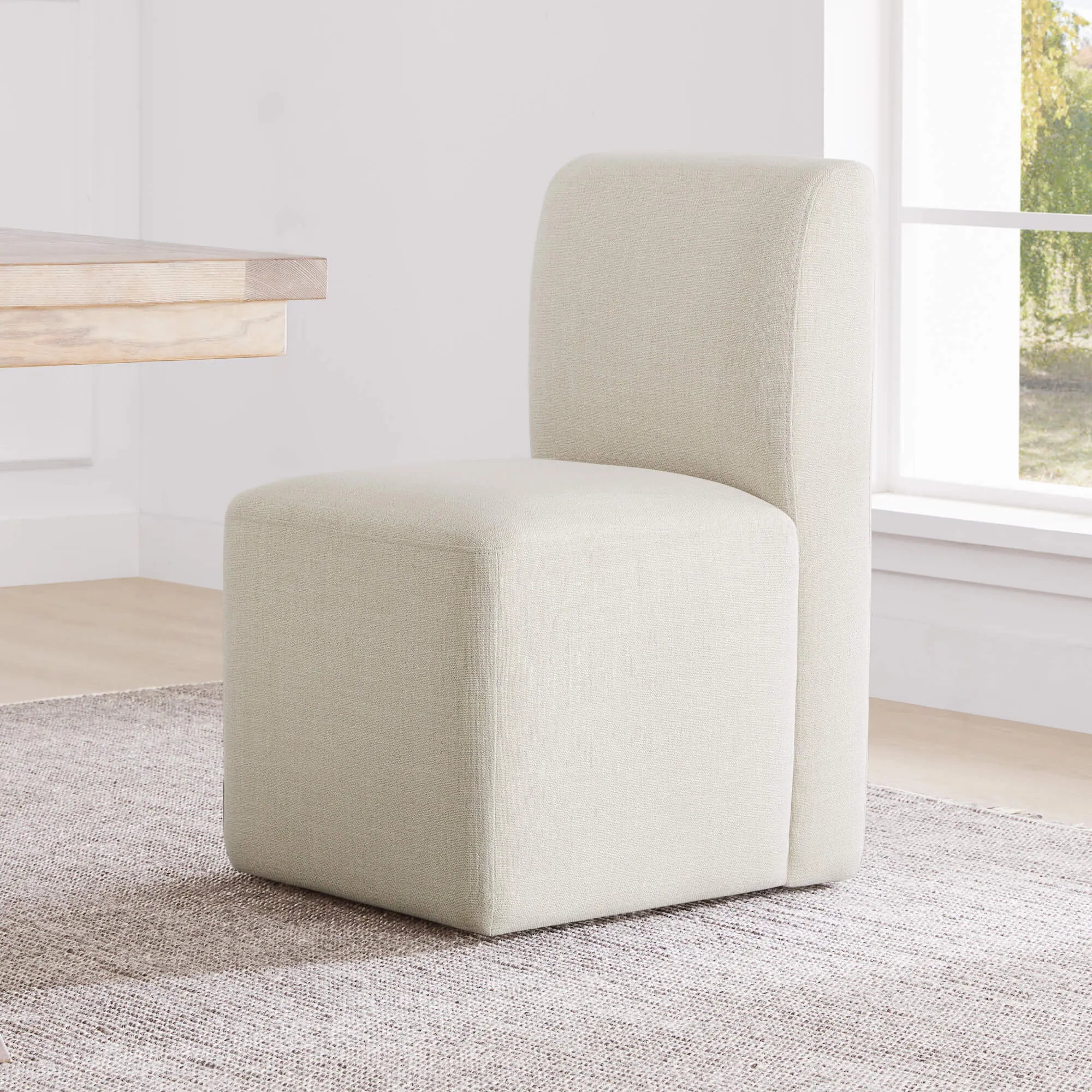 Aida Performance Fabric Dining Chair With Casters Base