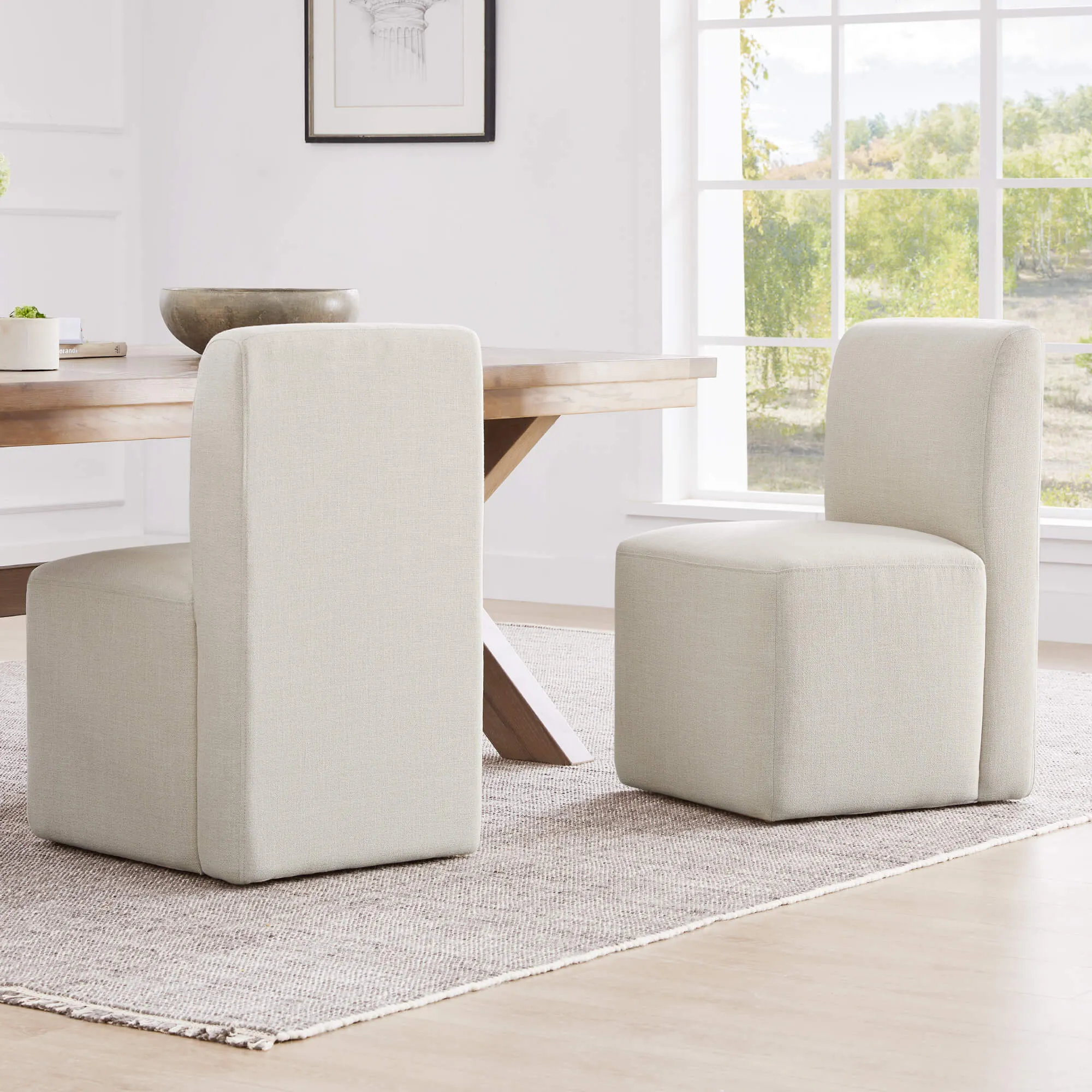 Aida Performance Fabric Dining Chair With Casters Base