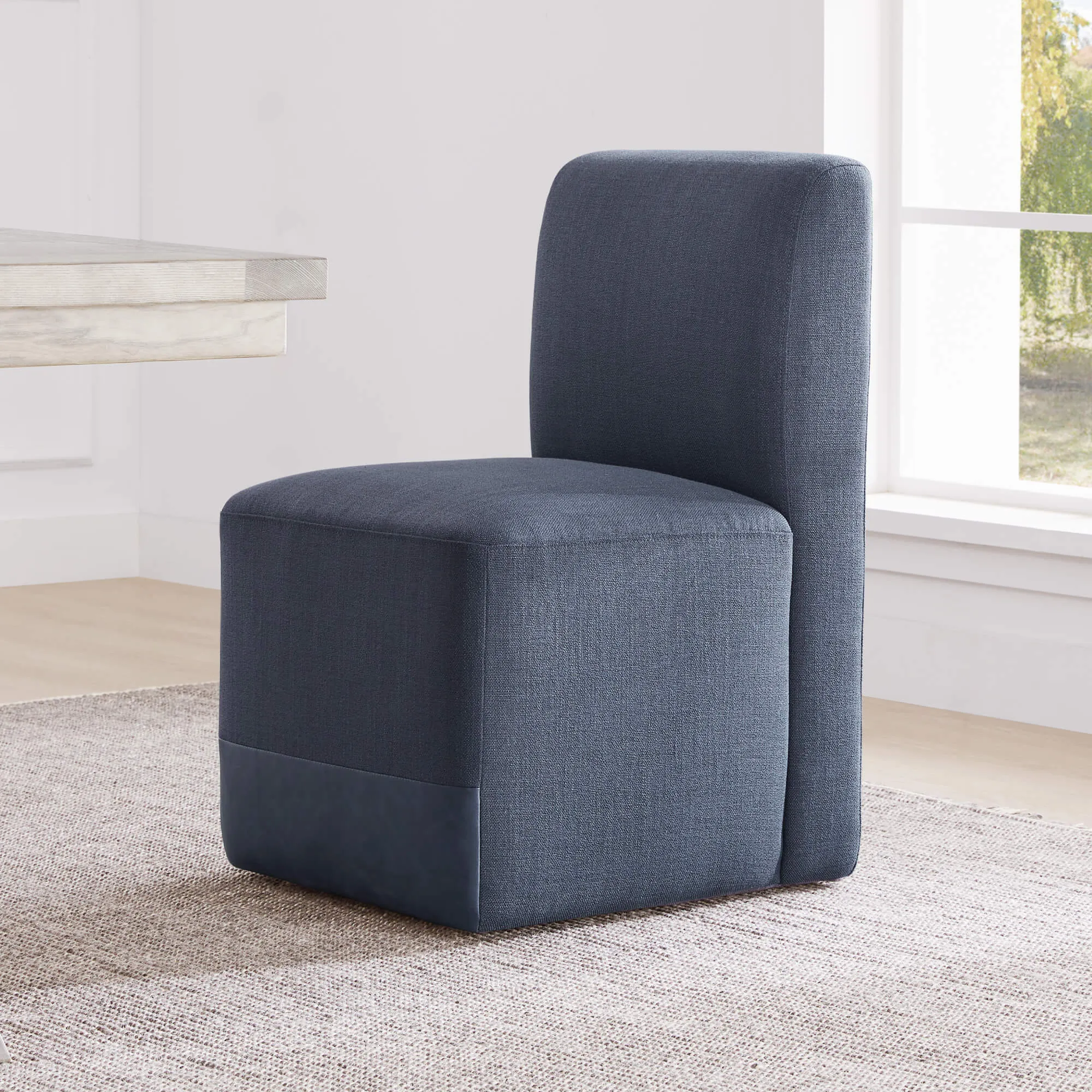 Aida Performance Fabric Dining Chair With Casters Base