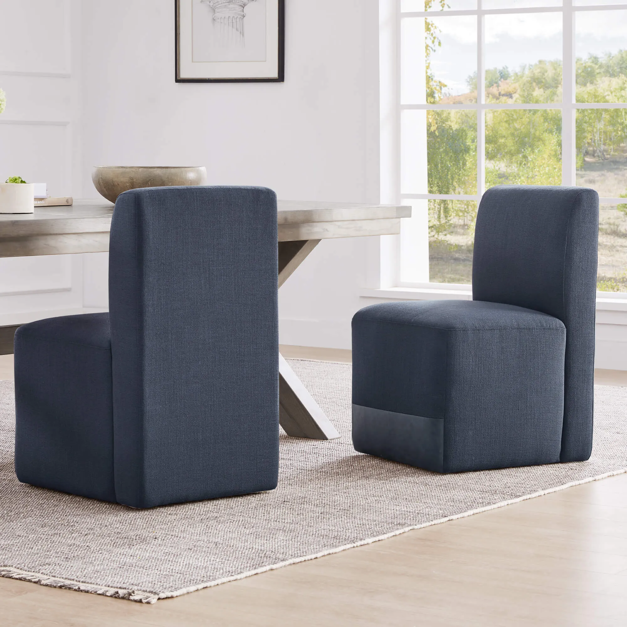 Aida Performance Fabric Dining Chair With Casters Base