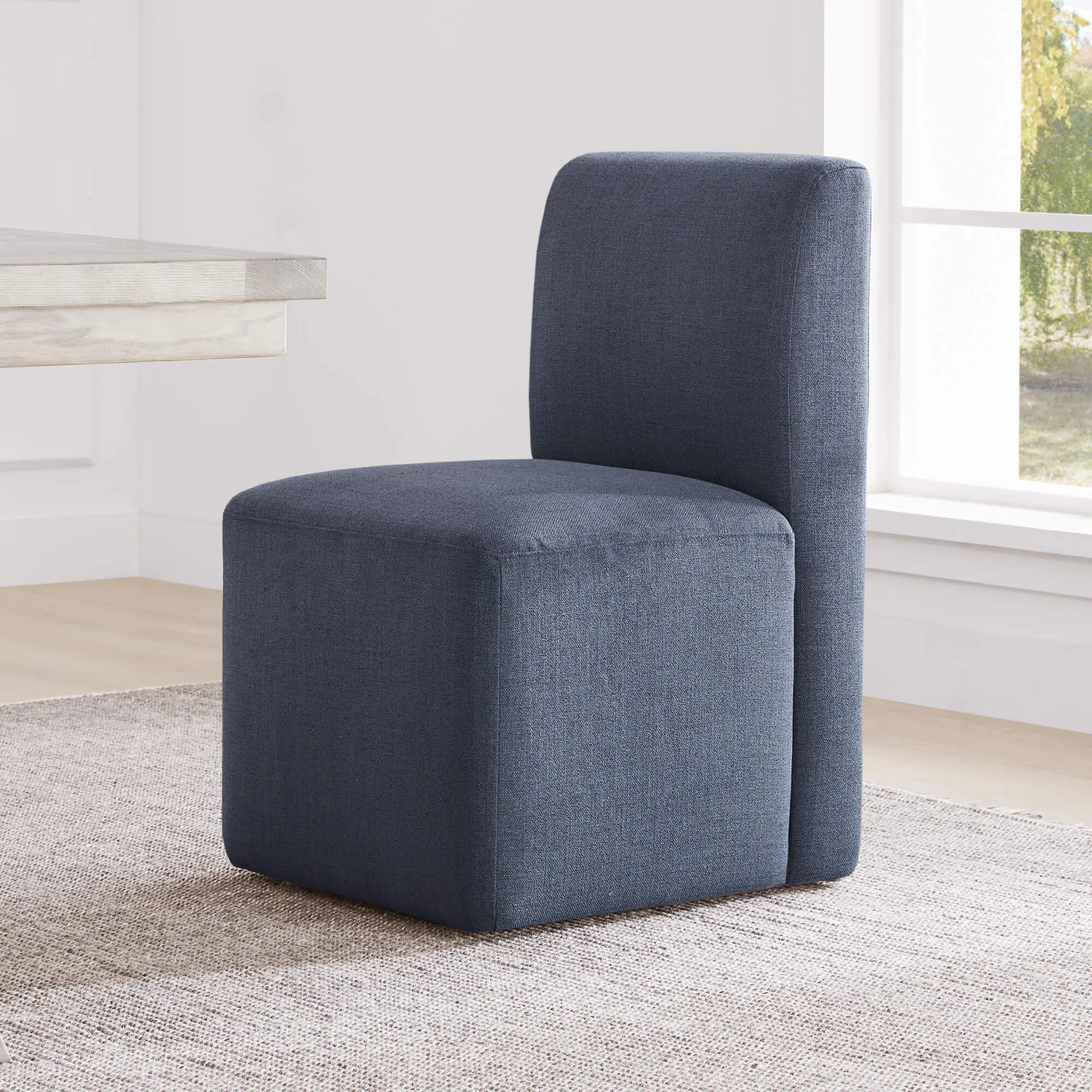 Aida Performance Fabric Dining Chair With Casters Base