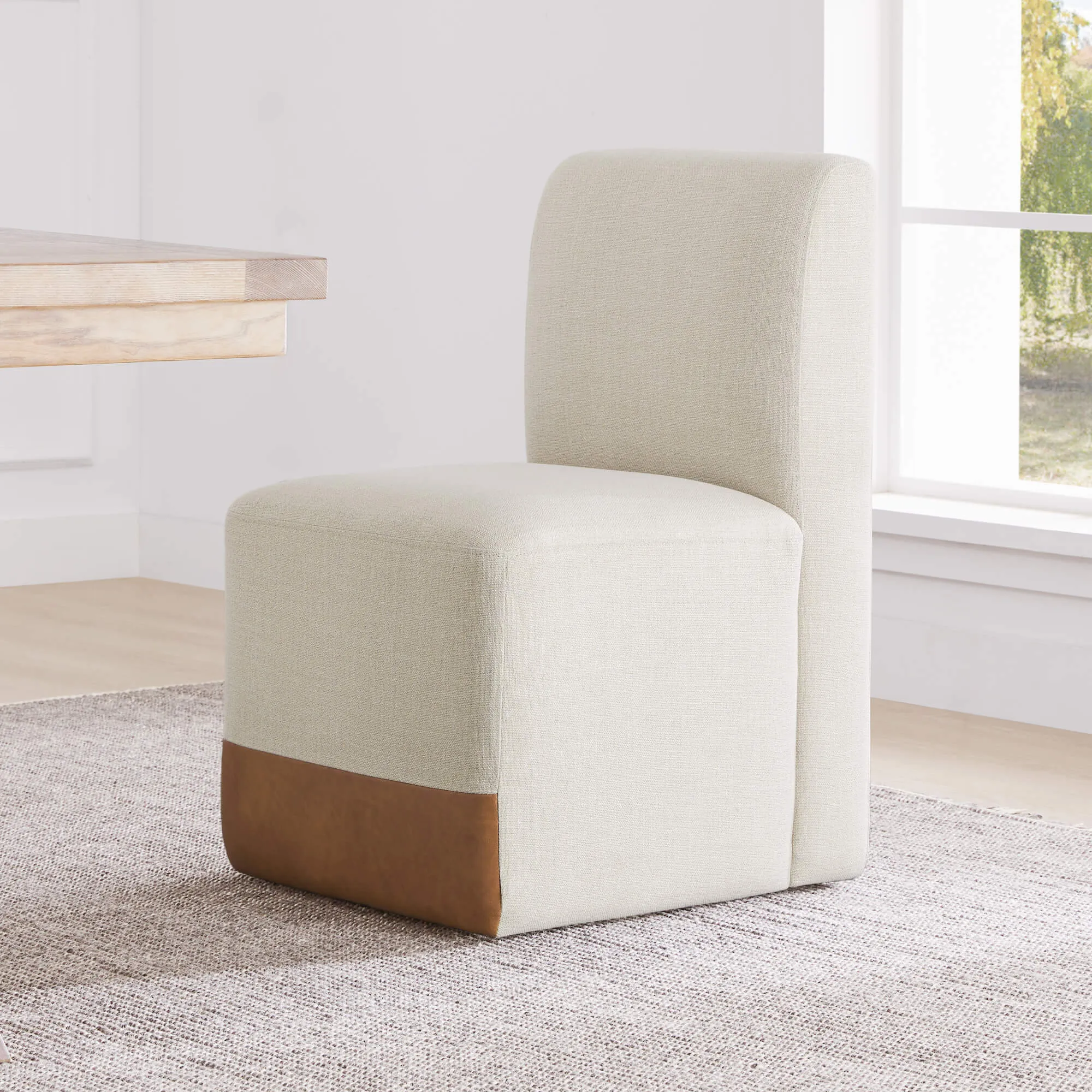 Aida Performance Fabric Dining Chair With Casters Base