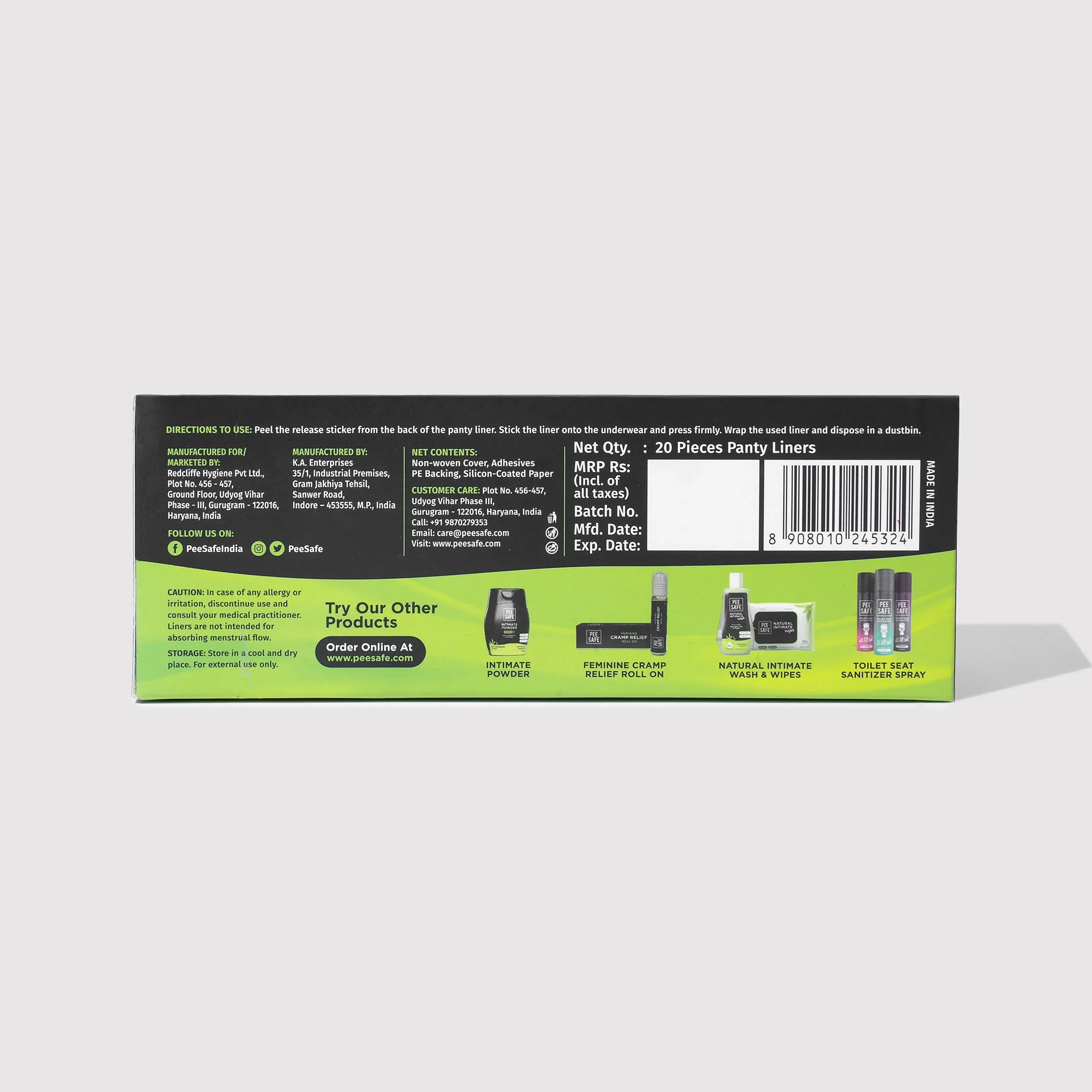 Aloe Vera Panty Liners (20 Liners) -  BULK BUY