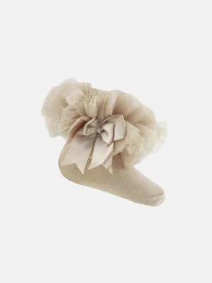 Baby Girl Tutu Frilly Ankle Socks-Beige