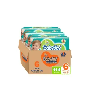Baby Joy Compressed Diamond Pad Mega Box - Size 6 - Junior XXL - 16  kg - 114 Diapers