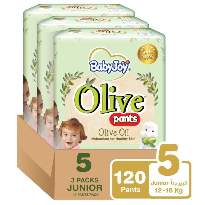 Baby Joy Olive Pants Mega Box - Size 5 - Junior - 12-18 kg - 120 Diapers