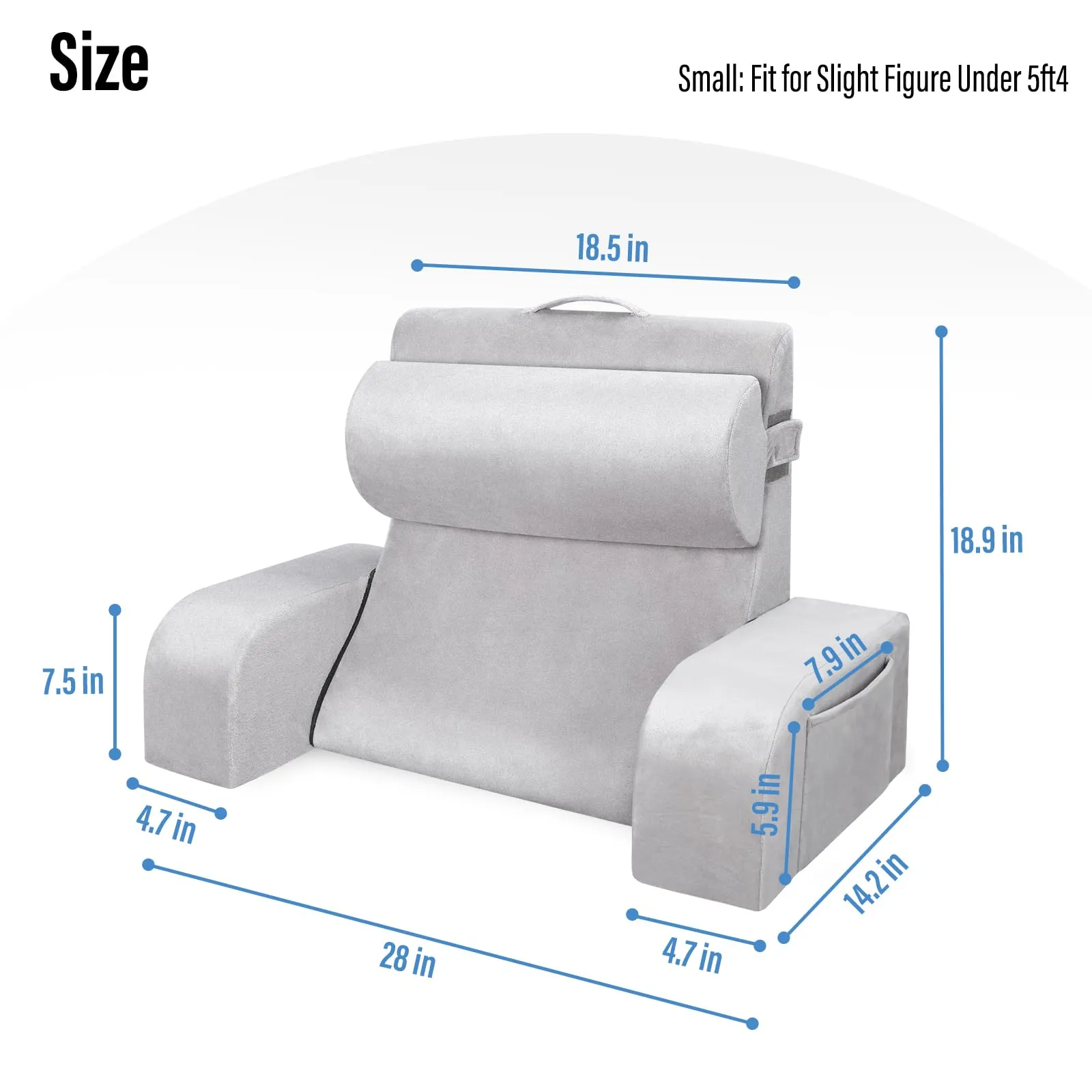 Back Support for Relaxing Lightweight Bed Reading Pillow with Arms