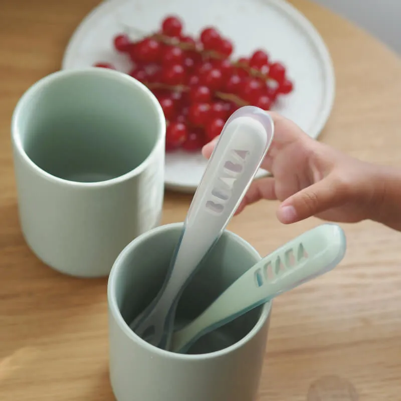 Beaba First Stage Silicone Spoons Set of 2 - Velvet Grey / Sage Green