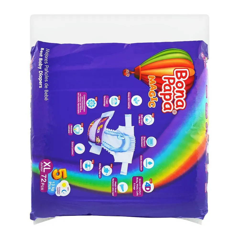 Bona Papa Magic Baby Diapers, XL Junior, No. 5, 13  Kg, 72-Pack