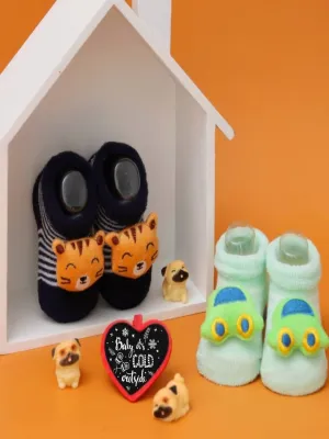 Car and Tiger Stuffed Toy Socks Set for Infants