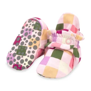 Checker Organic Cotton Gripper Baby Bootie