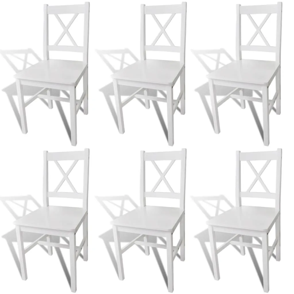 Dining Chairs 6 pcs White Pinewood