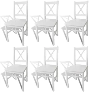 Dining Chairs 6 pcs White Pinewood