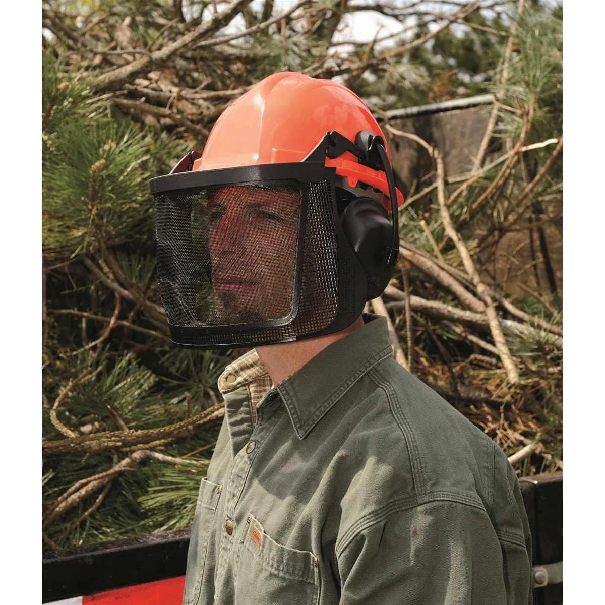 ELVEX Proguard Woodsman's Helmet with Nylon Mesh Visor