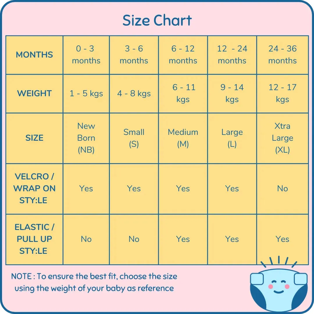 Fabric Diaper | Shell Blitz | Elastic Waist | Pull Up/Underwear Style | With 2 Diaper Pads Free