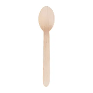 Fiesta Green Biodegradable Disposable Wooden Dessert Spoons (Pack of 100) - CD904