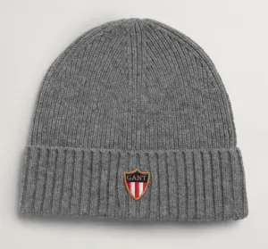 GANT - Banner Shield Wool Beanie, Grey Melange