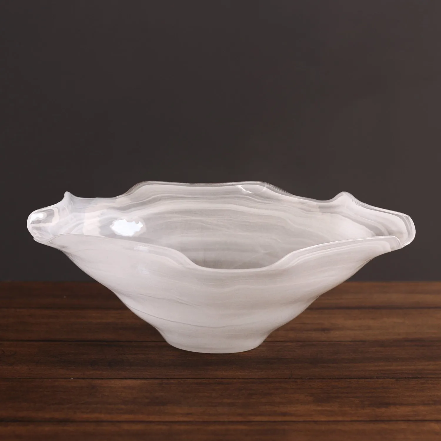 GLASS Alabaster Wave Large Bowl (White)