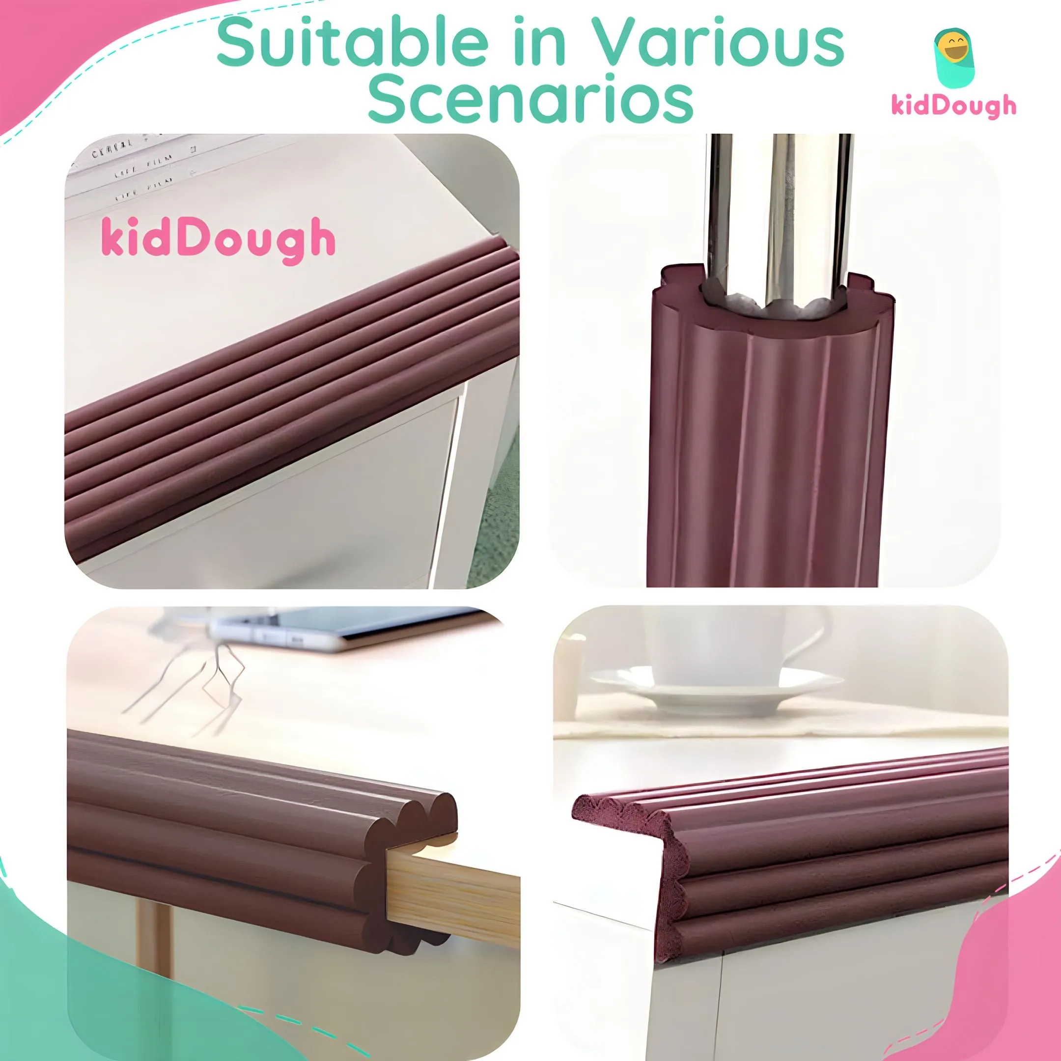 KidDough Baby Proofing Flat Edge Protector- 2 Meters Brown