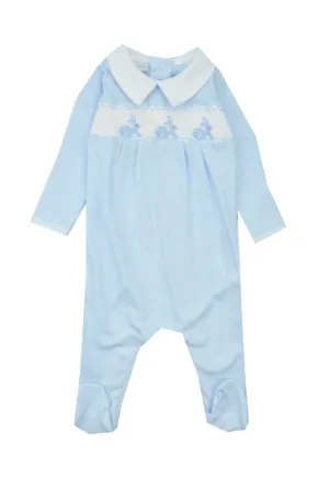 Magnolia Baby Blue Smocked Bunny Footie Sleeper