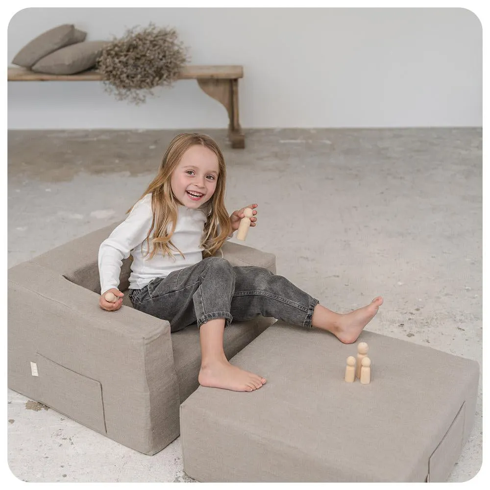 Maison Baba Baba Washed Linen Pouf Pale Pink