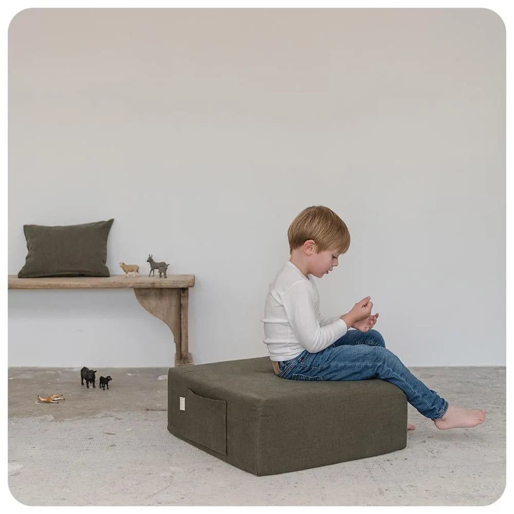 Maison Baba Baba Washed Linen Pouf Pale Pink