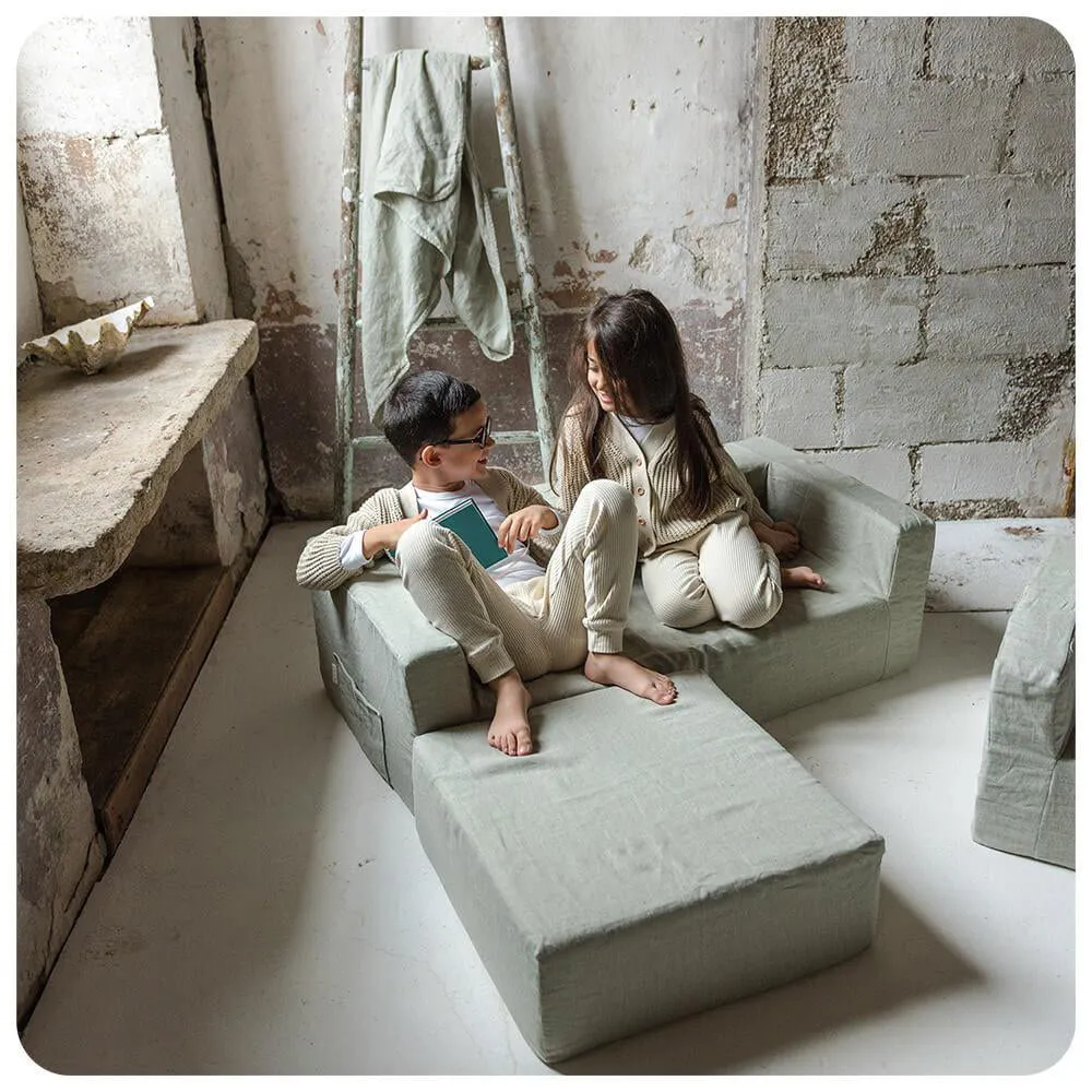 Maison Baba Baba Washed Linen Pouf Pale Pink