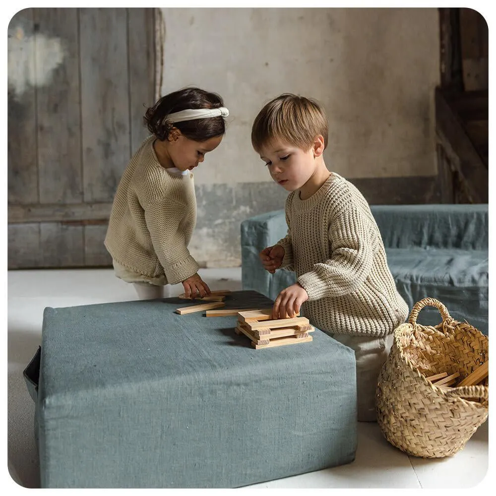 Maison Baba Baba Washed Linen Pouf Pale Pink