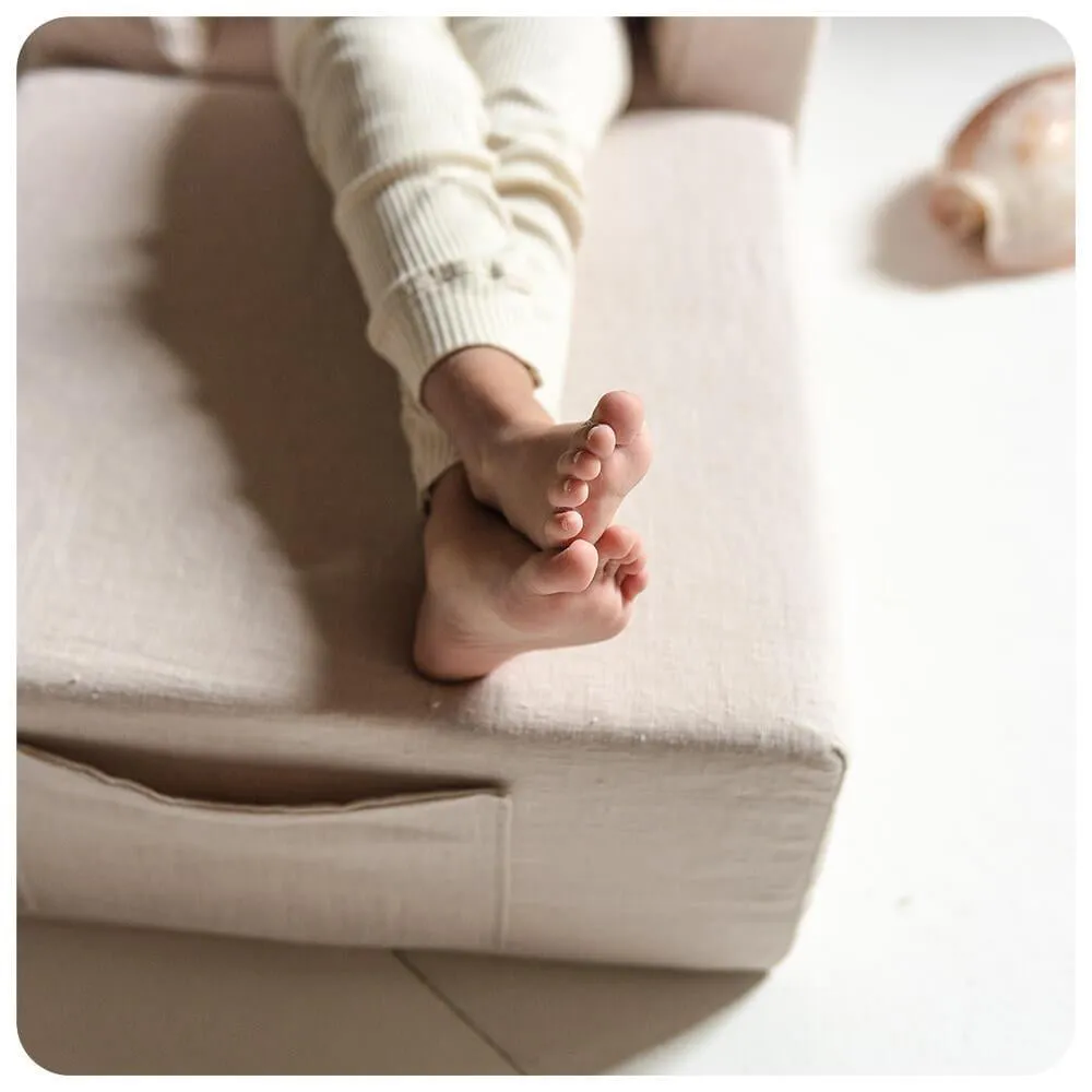 Maison Baba Baba Washed Linen Pouf Pale Pink