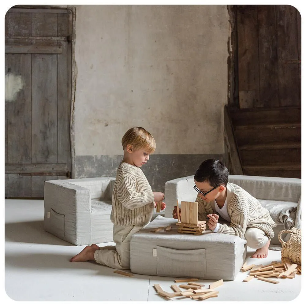 Maison Baba Baba Washed Linen Pouf Pale Pink