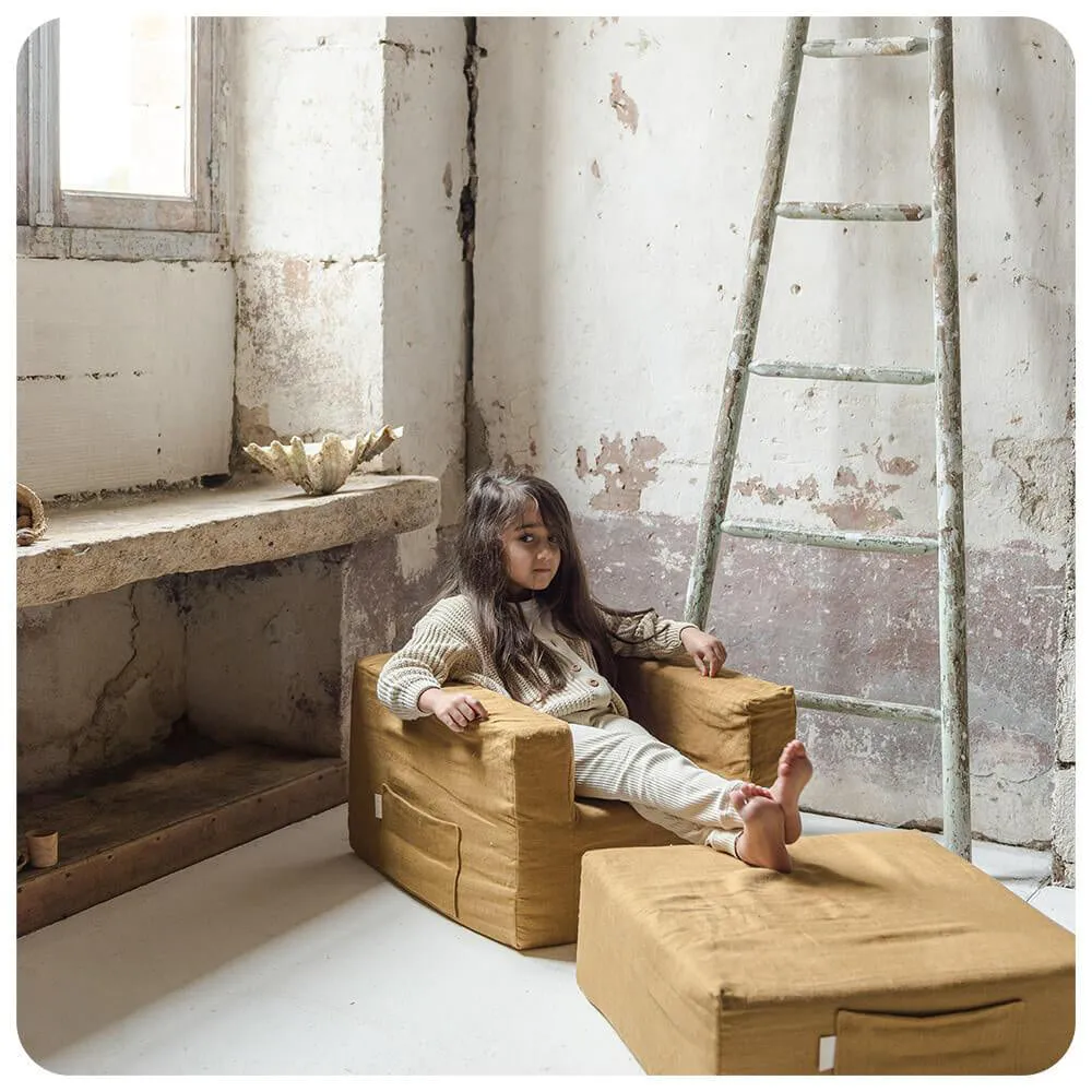 Maison Baba Baba Washed Linen Pouf Pale Pink