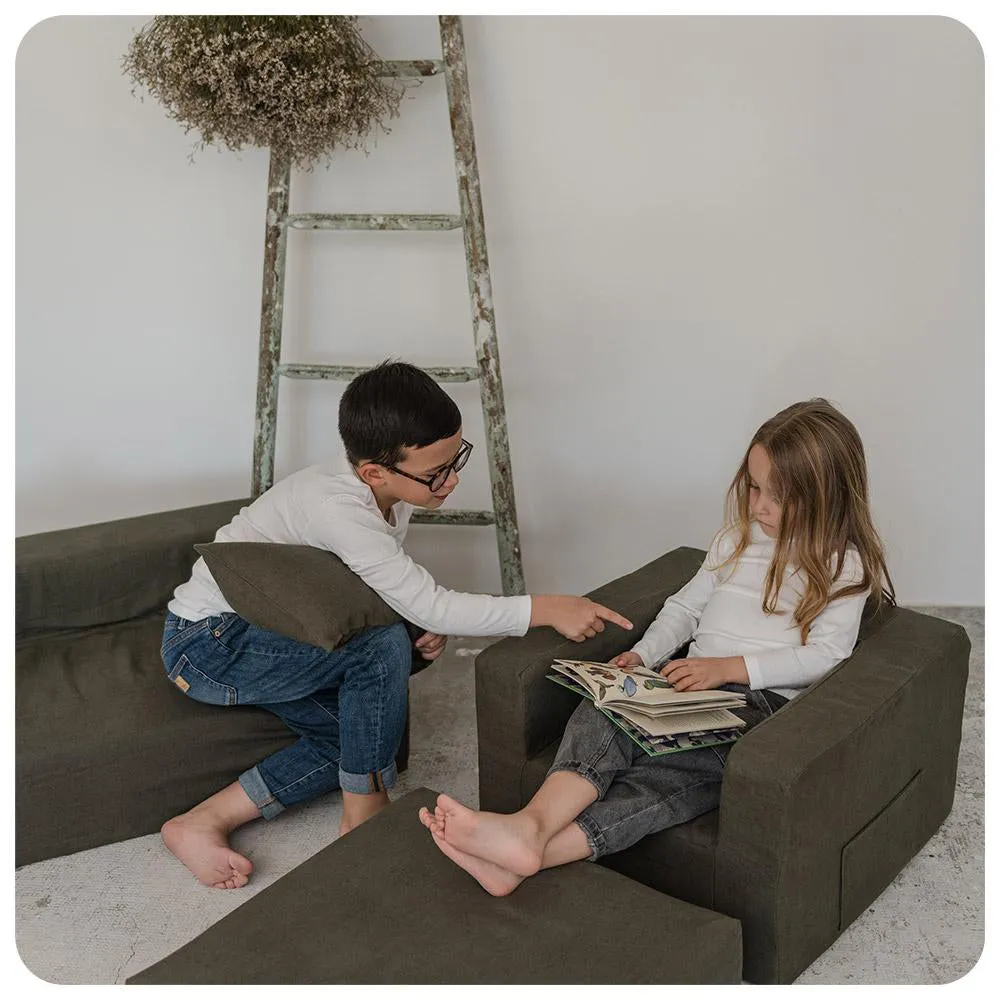 Maison Baba Baba Washed Linen Pouf Pale Pink