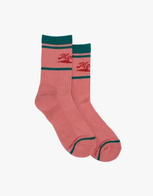 Mother Baby Steps Socks in Mother Coral & Green