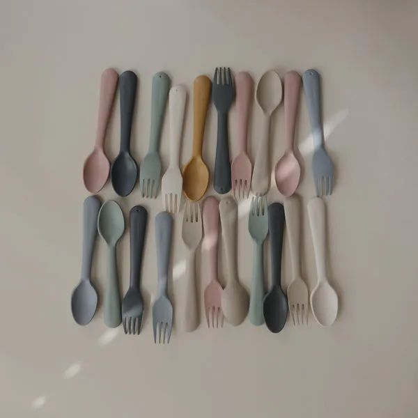 Mushie Fork and Spoon Set Blush
