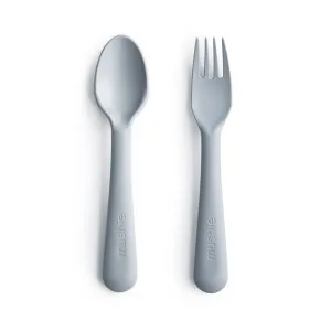 Mushie Fork and Spoon Set Cloud
